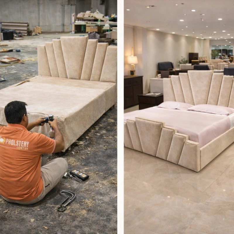 Luxury bed upholstery before after